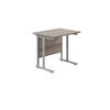 Jemini 800x600mm Grey Oak/Silver Double Upright Rectangular Desk