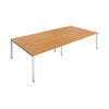 Jemini 4 Person Bench Desk 2400x1600x730mm Nova Oak/White KF808749