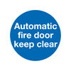 Safety Sign Automatic Fire Door 100x100mm Self-Adhesive (Pack of 5) KM73AS