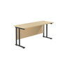 Jemini Rectangular Double Upright Cantilever Desk 1800x600x730mm Maple/Black KF820222