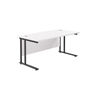 Jemini Rectangular Double Upright Cantilever Desk 1800x800x730mm White/Black KF820307