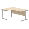 Polaris Left Hand Radial Single Upright Cantilever Desk 1600x1200x730mm Canadian Oak/Silver KF821420