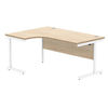 Polaris Left Hand Radial Single Upright Cantilever Desk 1600x1200x730mm Canadian Oak/White KF821440