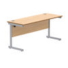 Polaris Rectangular Single Upright Cantilever Desk 1600x600x730mm Norwegian Beech/Silver KF821560