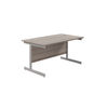 Jemini Single Upright Rectangular Desk 1200x800x730mm Grey Oak/Silver KF822631