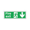 Safety Sign Fire Exit Running Man Arrow Down 150x450mm Self-Adhesive E100A/S