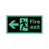 Safety Sign Niteglo Fire Exit Running Man Arrow Left 150x450mm Self-Adhesive NG27A/S