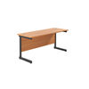 Jemini Rectangular Single Upright Cantilever Desk 1800x600x730mm Beech/Black KF810933