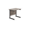 Jemini Rectangular Single Upright Cantilever Desk 800x600x730mm Grey Oak/Black KF819509