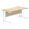Polaris Rectangular Double Upright Cantilever Desk 1600x800x730mm Canadian Oak/White KF822310
