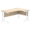 Polaris Right Hand Radial Double Upright Cantilever Desk 1600x1200x730mm Canadian Oak/White KF822330