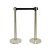 Securit Budget Barrier Pole Set with Retractable Belt Chrome/Black (Pack of 2)RS-RT-LW-CH