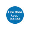 Safety Sign Fire Door Keep Locked 100x100mm Self-Adhesive (Pack of 5) KM72A/S