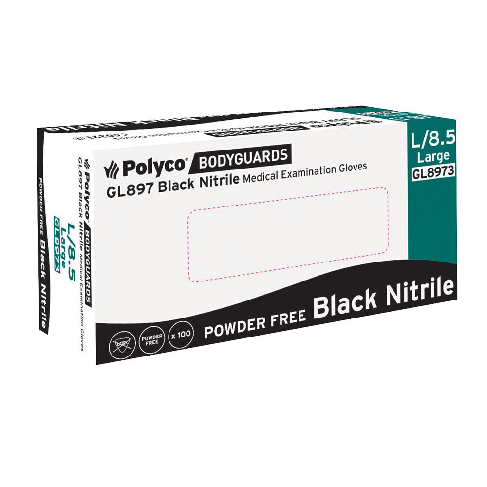 Handsafe Speciality Nitrile Gloves Large Black (Pack of 100) GL897 - L