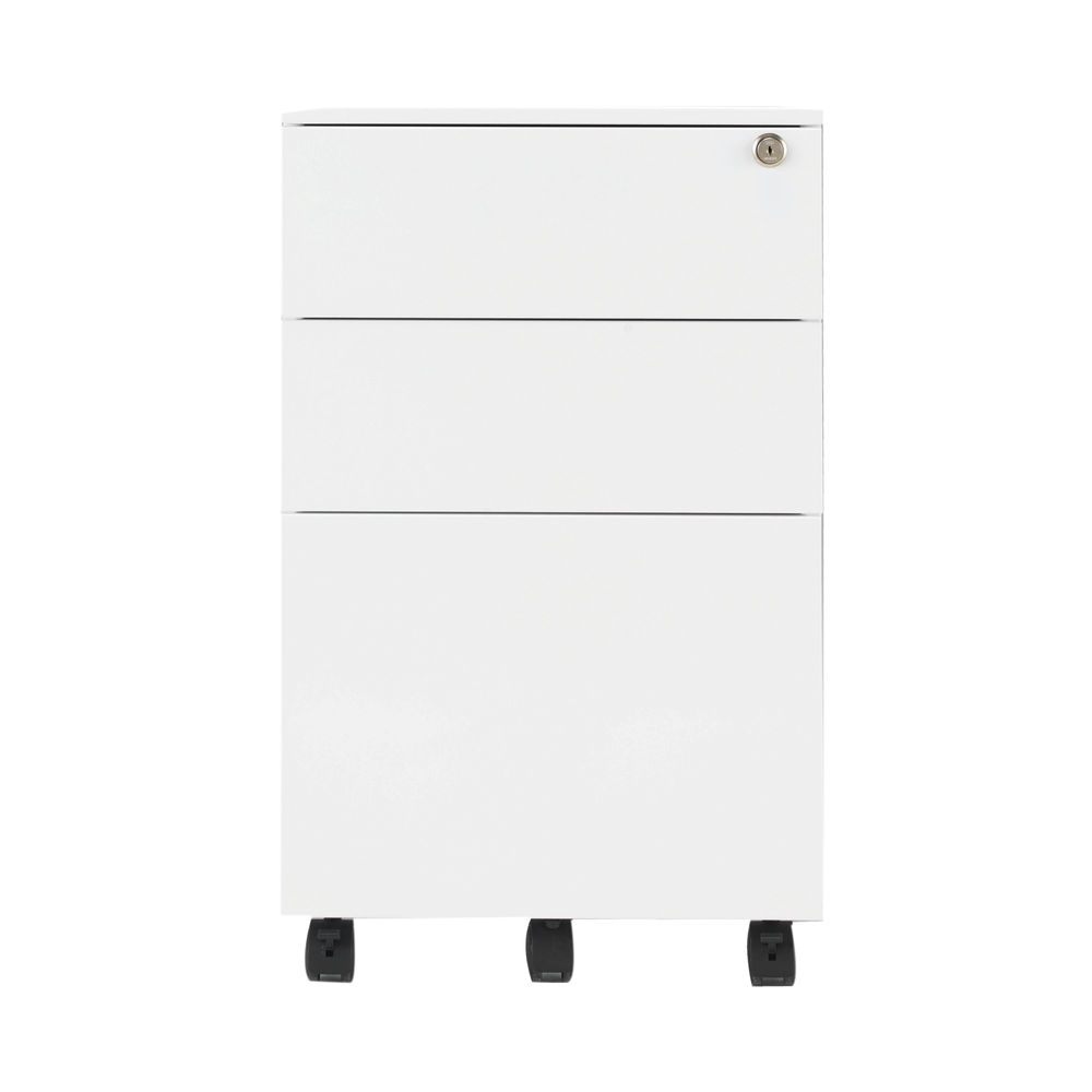 Jemini 3 Drawer Mobile Pedestal Steel 380x470x615mm White KF74156