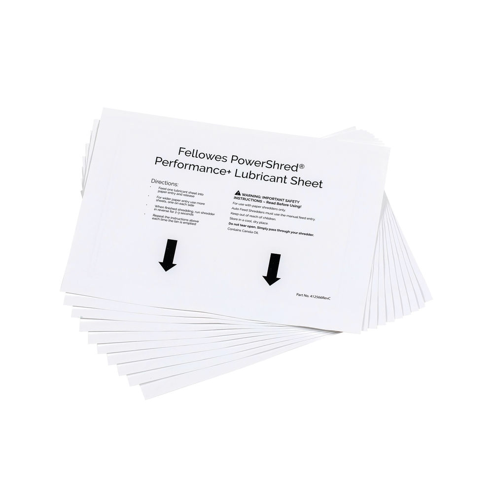 Fellowes Powershred Performance+ Lubricant Sheets (Pack of 10) 4025601