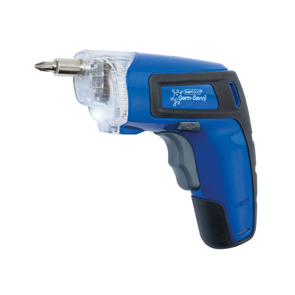 Rapesco Germ-Savvy Blue 3.6V Cordless Screwdriver