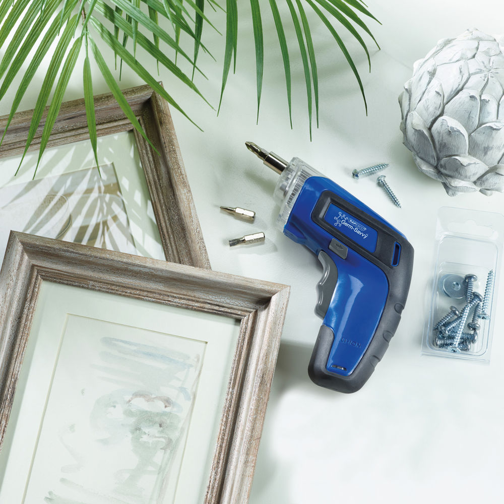 Rapesco Germ-Savvy Blue 3.6V Cordless Screwdriver