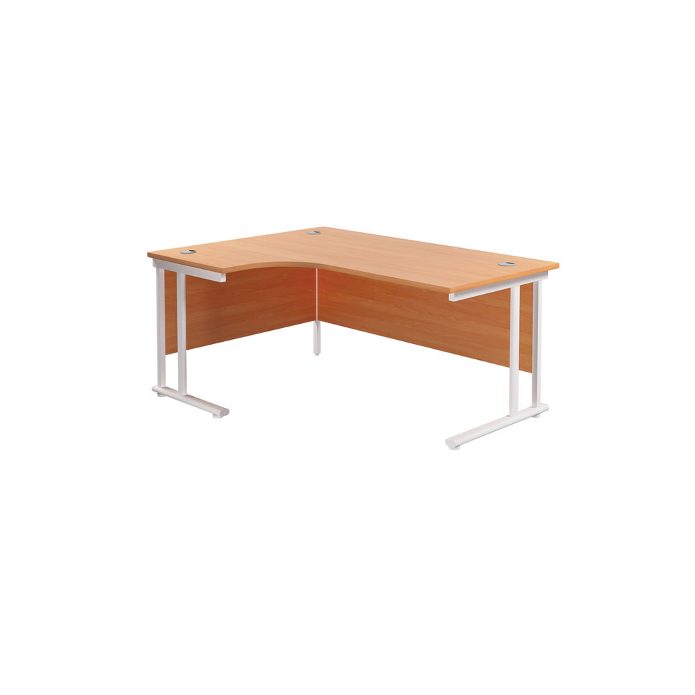 Jemini Radial Left Hand Cantilever Desk 1600x1200x730mm Beech/White KF807643