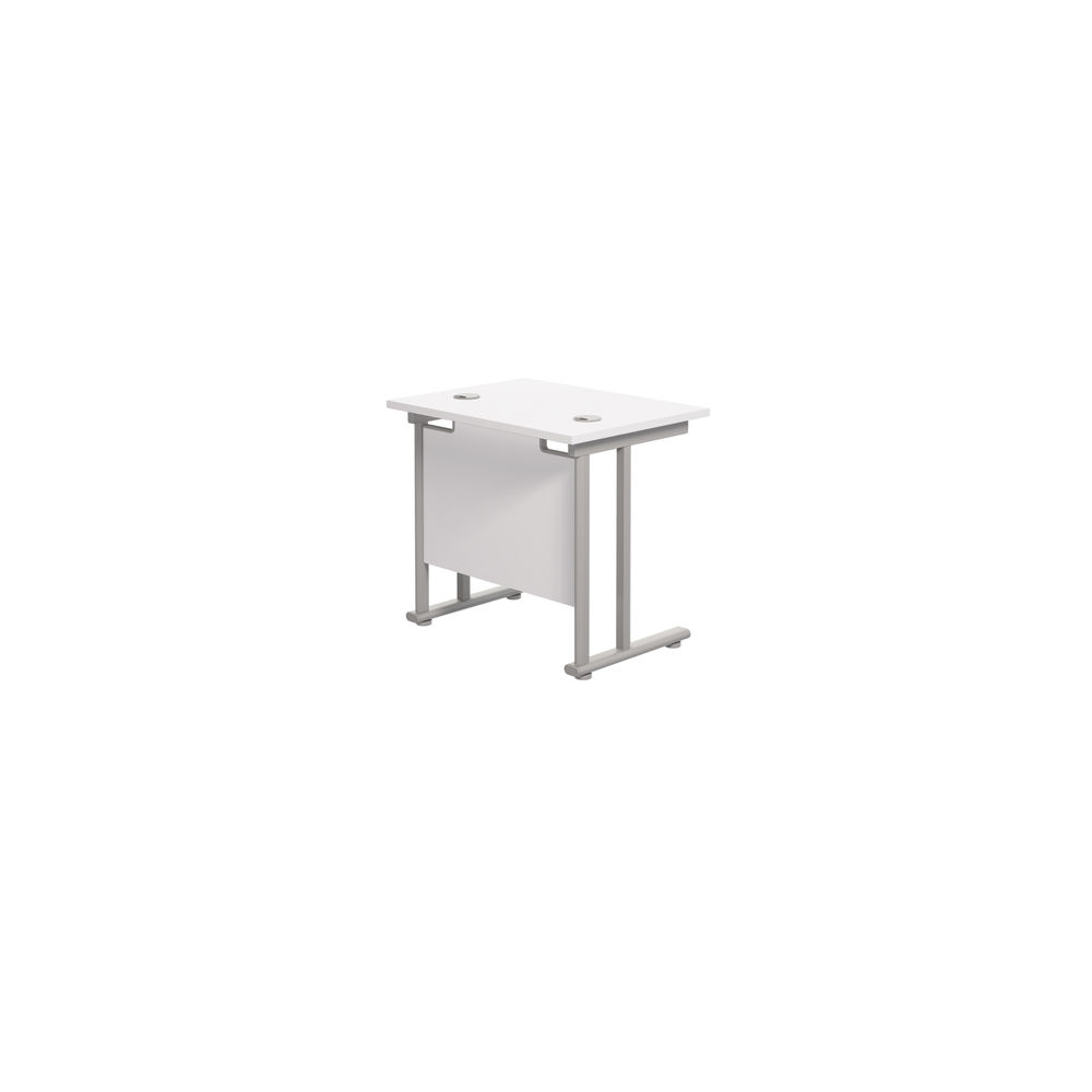 Jemini 800x600mm White/Silver Double Upright Rectangular Desk