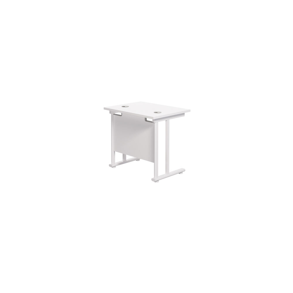 Jemini 800x600mm White/White Rectangular Cantilever Desk