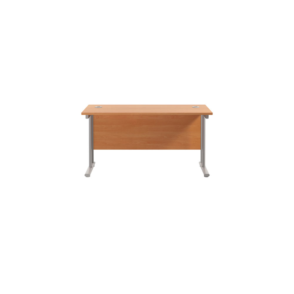 Jemini 1400x600mm Beech/Silver Cantilever Rectangular Desk