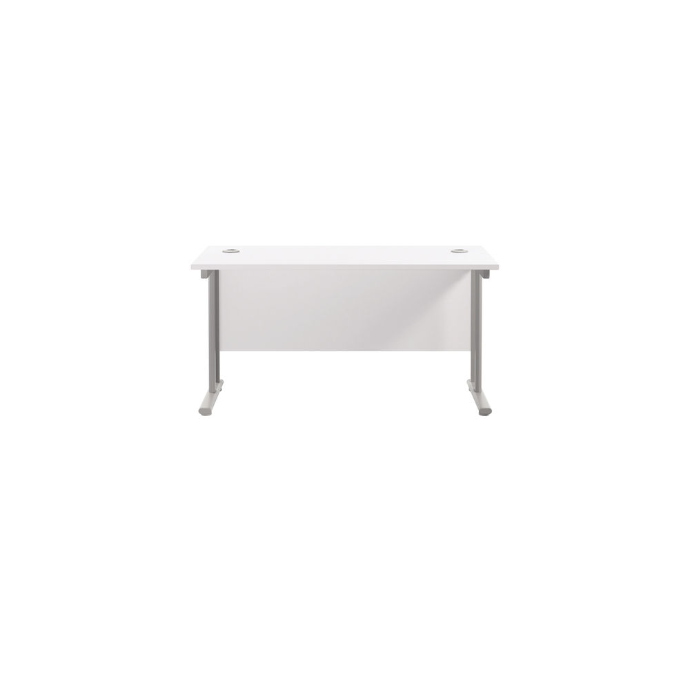 Jemini 1400x600mm White/Silver Cantilever Rectangular Desk