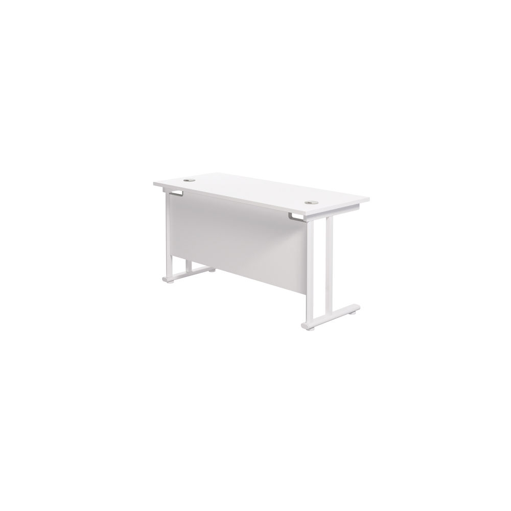 Jemini 1400x600mm White/White Cantilever Rectangular Desk