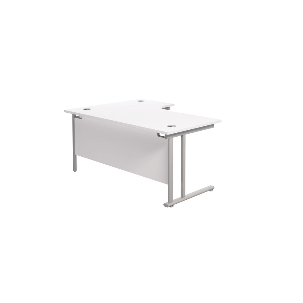 Jemini White/Silver Cantilever Right Hand Radial Desk