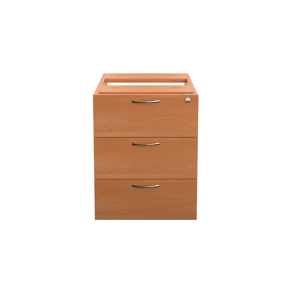 Jemini 495mm Beech 3 Drawer Fixed Pedestal