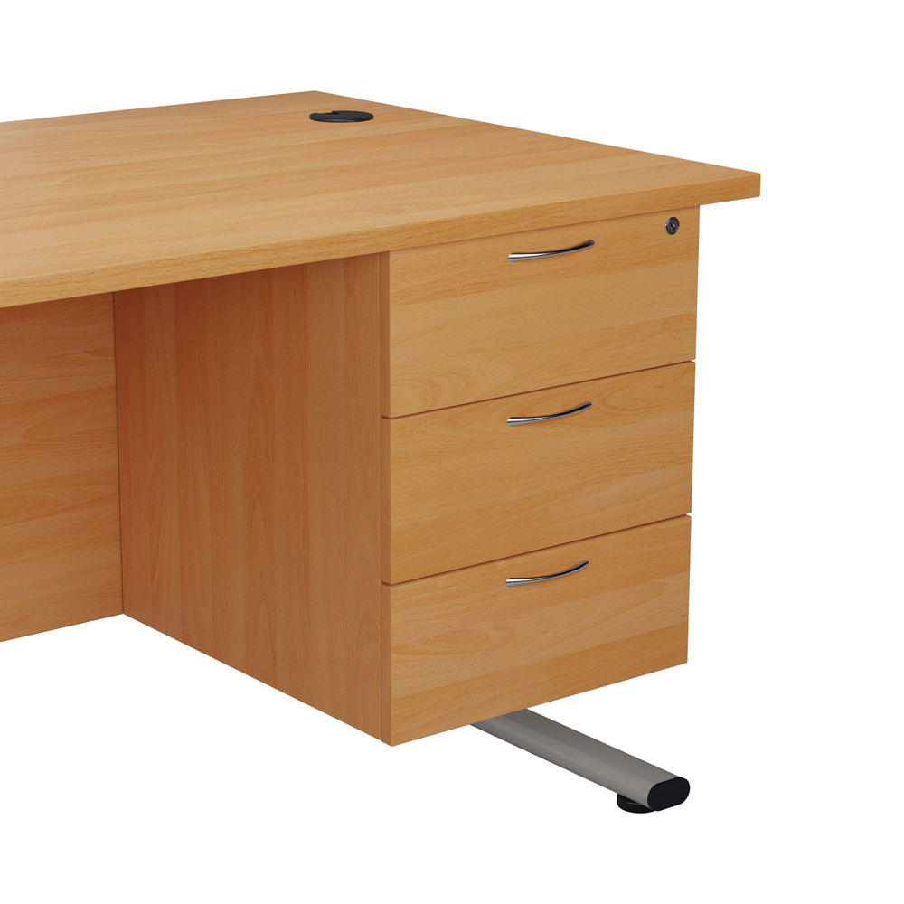 Jemini 495mm Beech 3 Drawer Fixed Pedestal