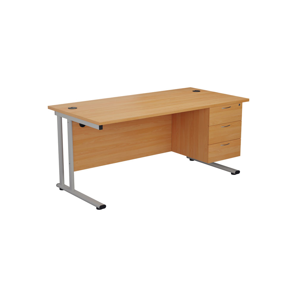 Jemini 495mm Beech 3 Drawer Fixed Pedestal