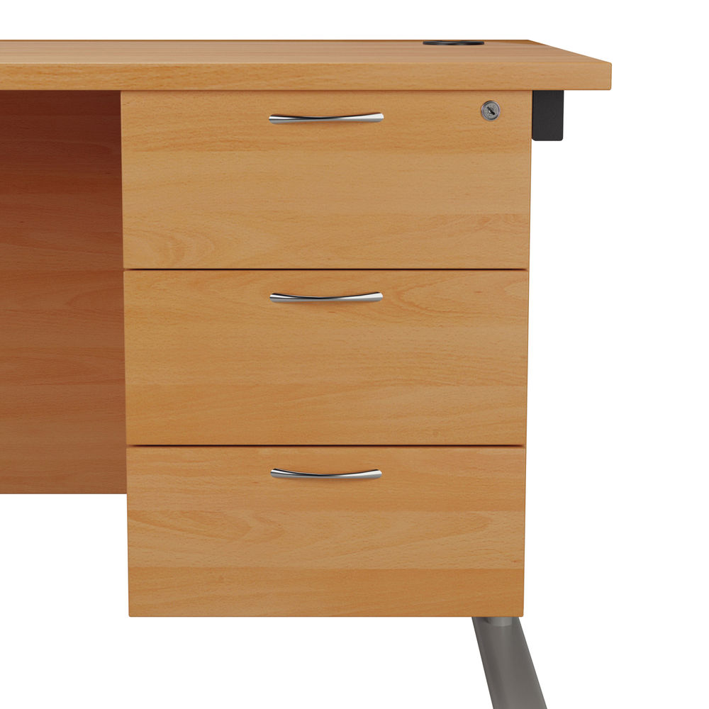 Jemini 495mm Beech 3 Drawer Fixed Pedestal