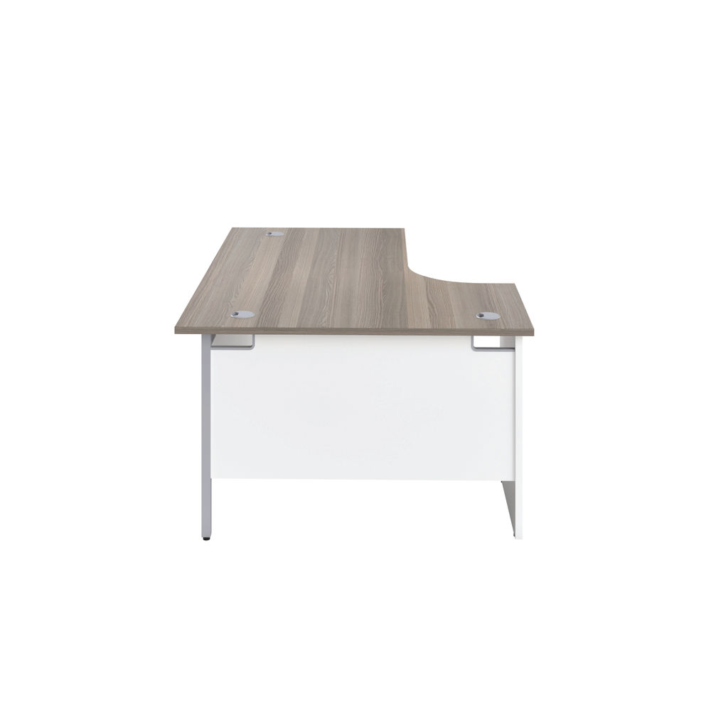 Jemini 1600mm Grey Oak/White Left Hand Radial Panel End Desk