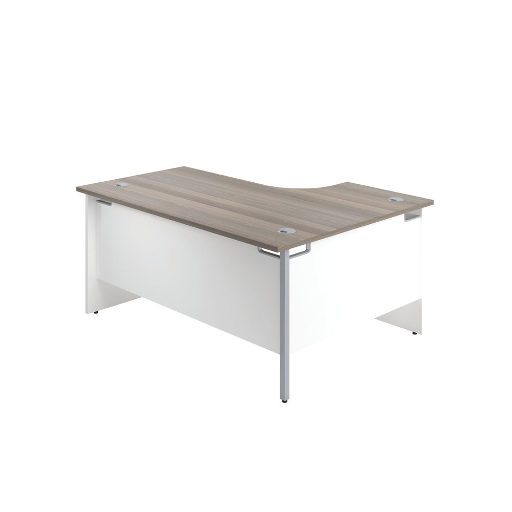 Jemini 1600mm Grey Oak/White Left Hand Radial Panel End Desk