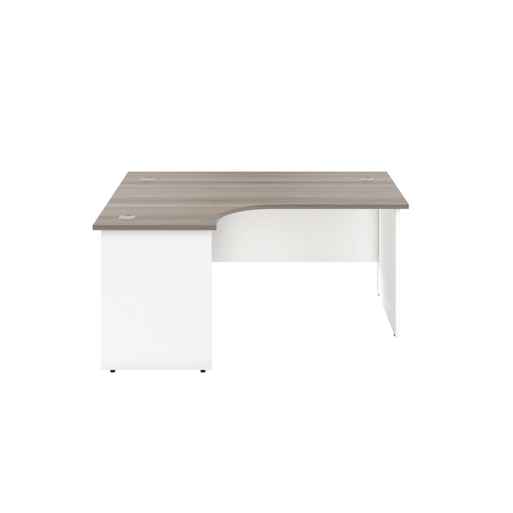 Jemini 1600mm Grey Oak/White Left Hand Radial Panel End Desk