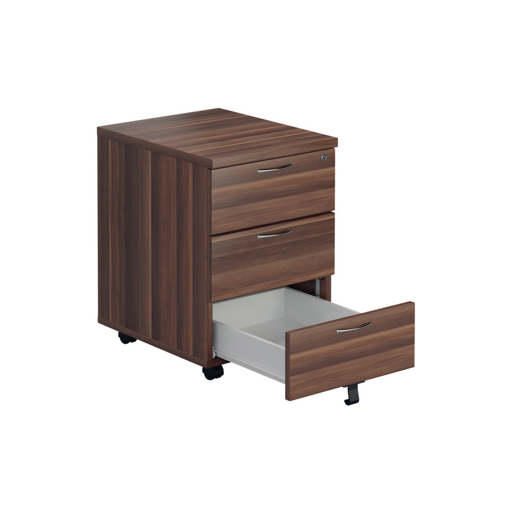 Jemini H595mm Walnut 3 Drawer Mobile Pedestal