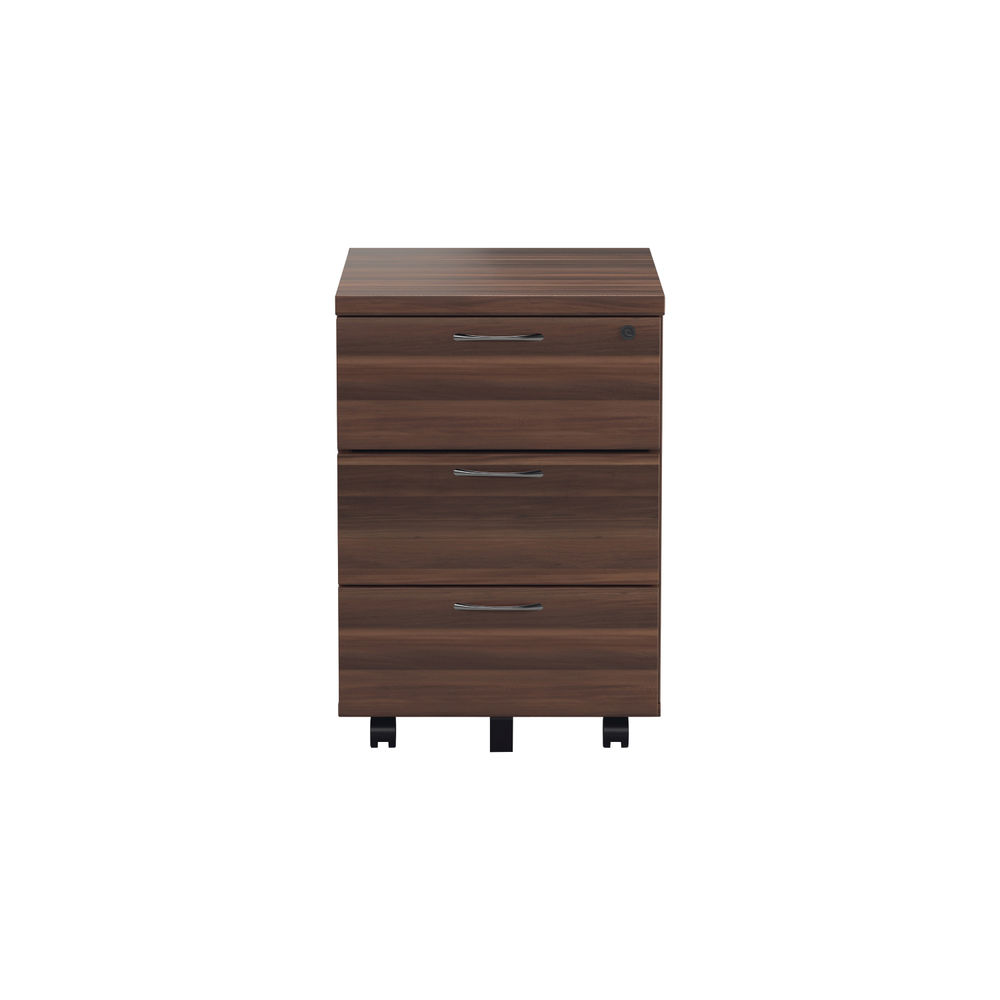 Jemini H595mm Walnut 3 Drawer Mobile Pedestal