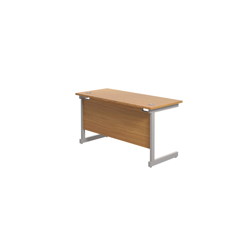 Jemini 1400x600mm Nova Oak/Silver Single Rectangular Desk