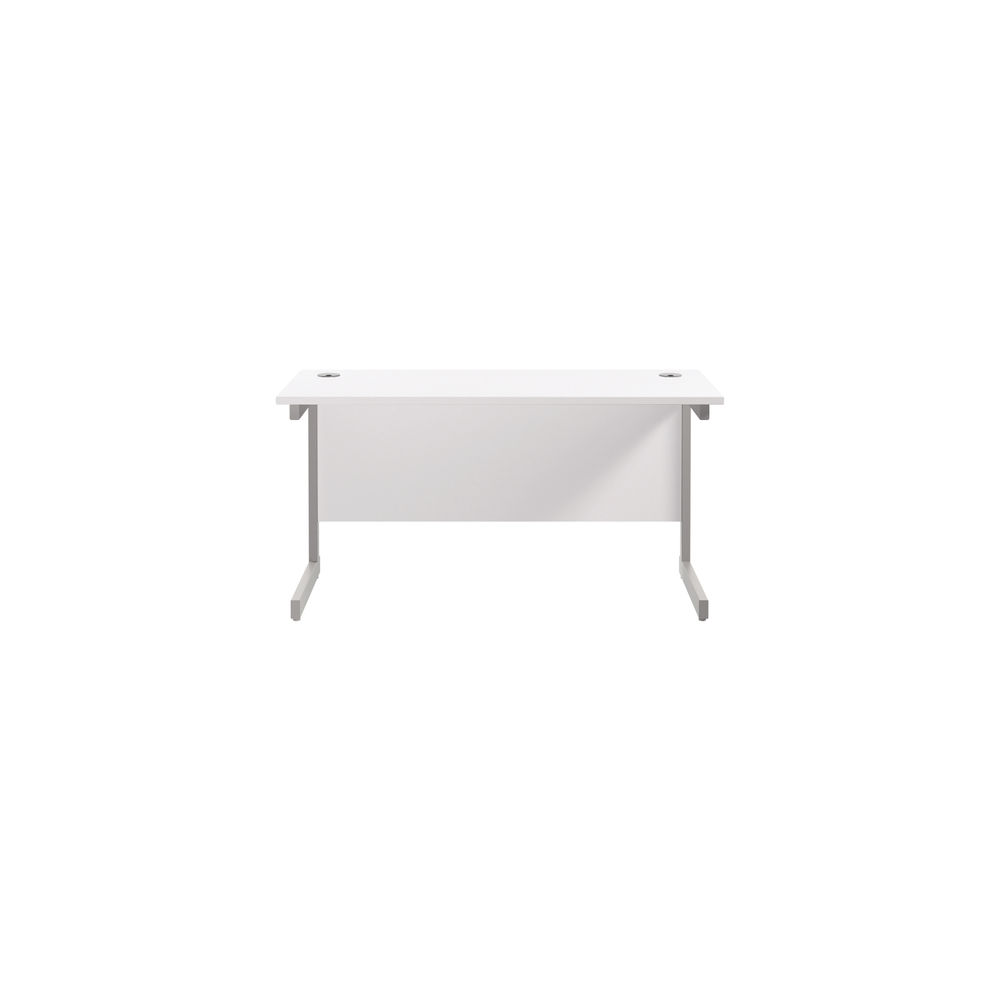 Jemini 1400x600mm White/Silver Single Rectangular Desk