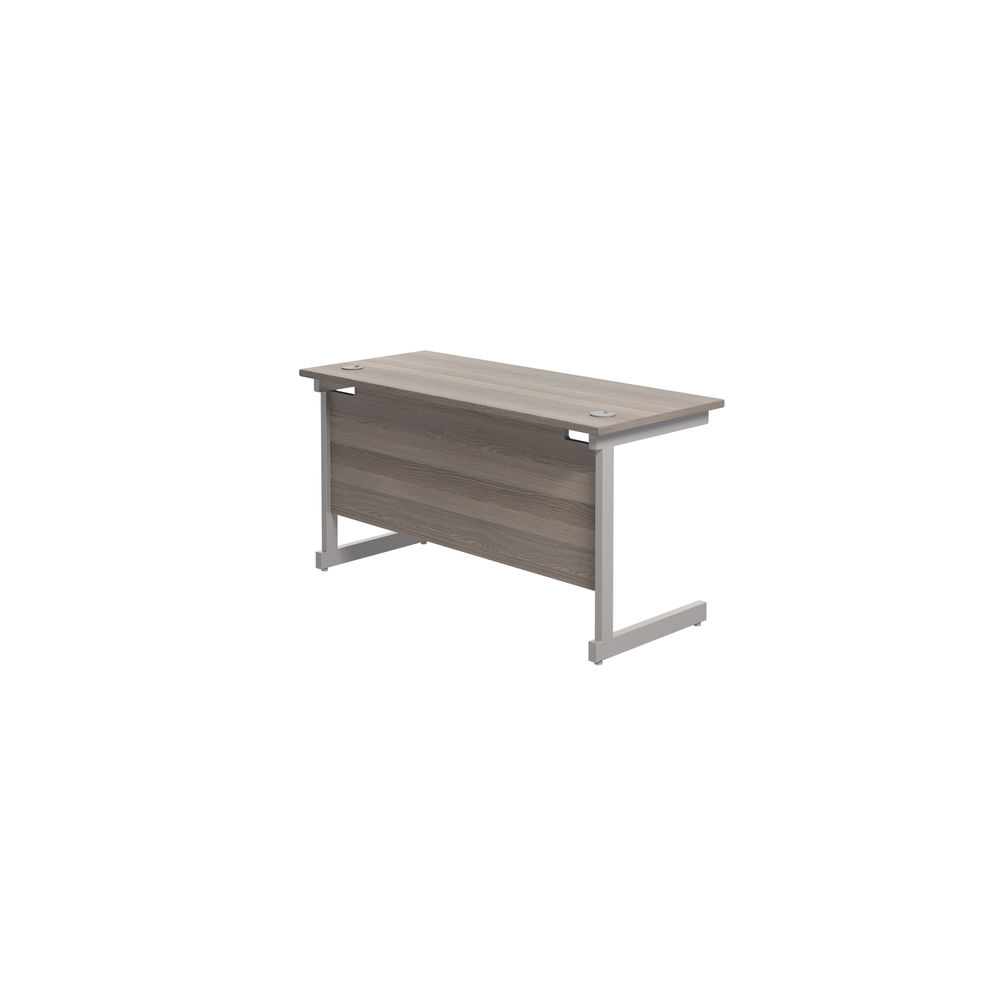 Jemini 1200x600mm Grey Oak/Silver Single Rectangular Desk