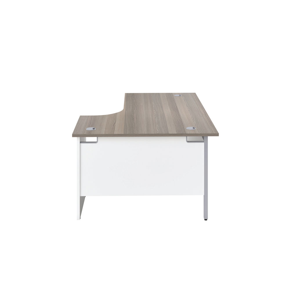 Jemini 1600mm Grey Oak/White Right Hand Radial Panel End Desk