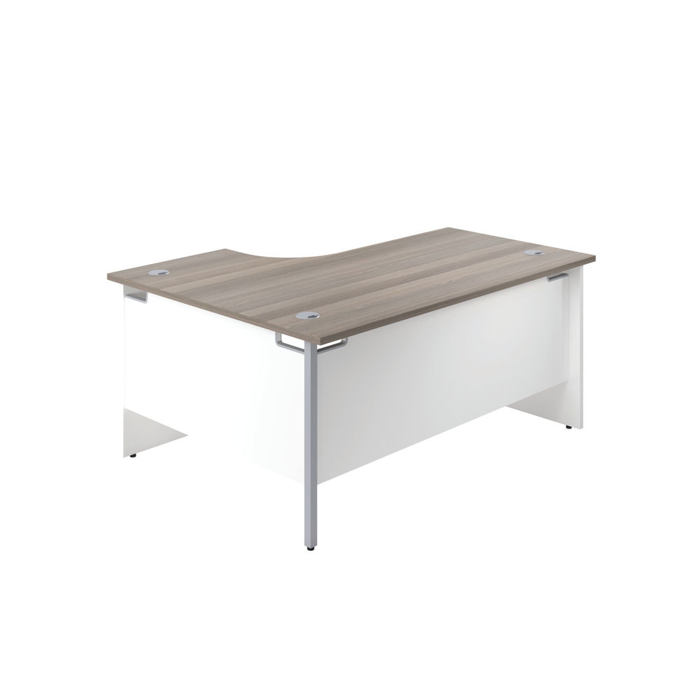 Jemini 1600mm Grey Oak/White Right Hand Radial Panel End Desk