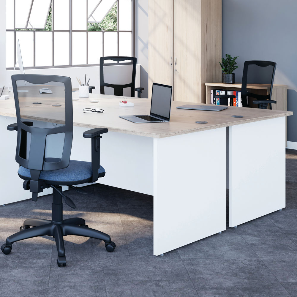 Jemini 1600mm Grey Oak/White Right Hand Radial Panel End Desk