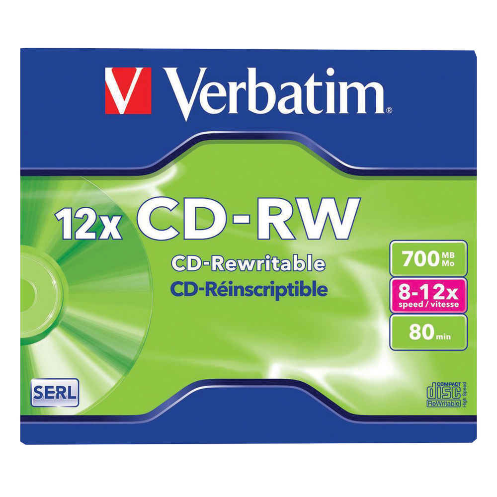 Verbatim CDRW 700MB 812X HiSpeed (10 Pack) 43148