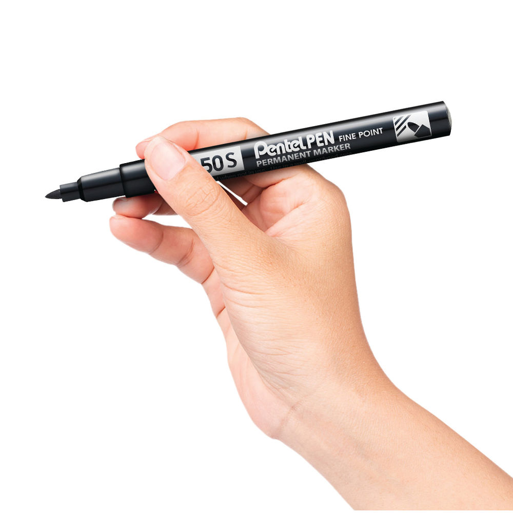 Pentel N50S Black Permanent Bullet Markers (Pack of 12)