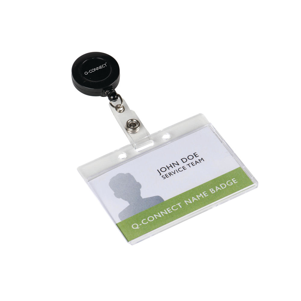 Q-Connect Rigid Credit Card Sized Name Badge Holder and Clip (Pack of 10)