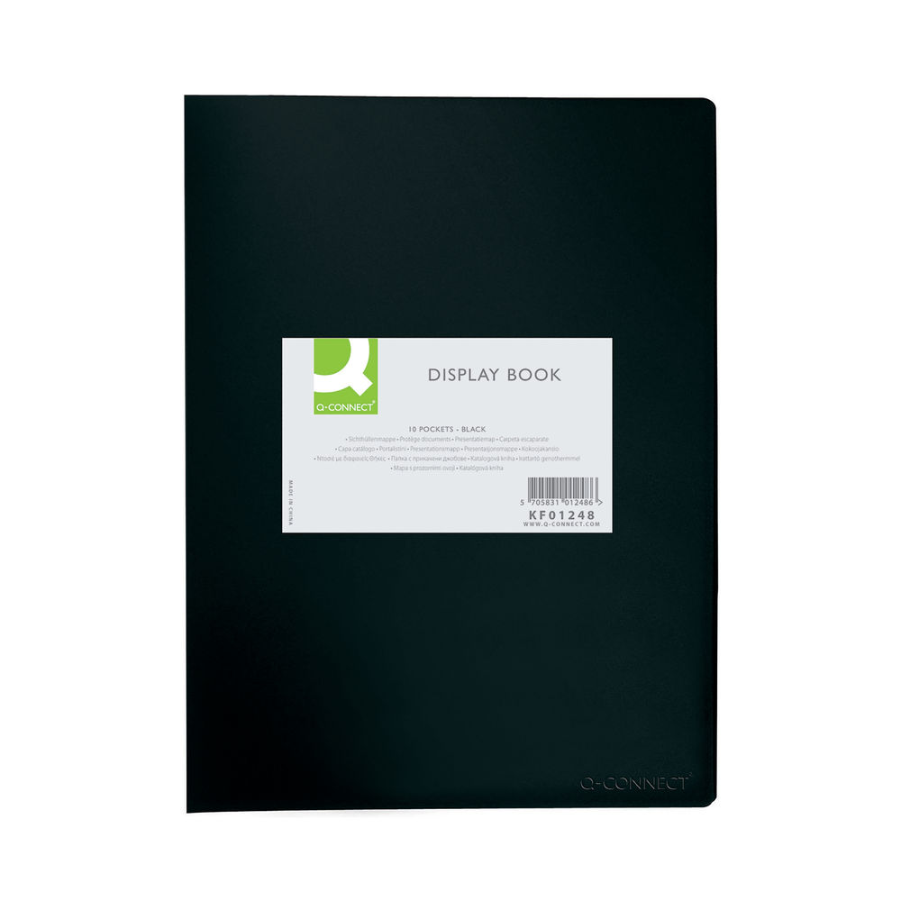 Q-Connect Polypropylene Display Book 10 Pocket Black