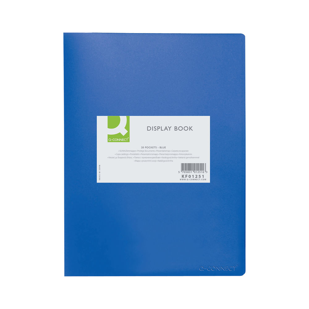 Q-Connect Polypropylene Display Book 20 Pocket Blue