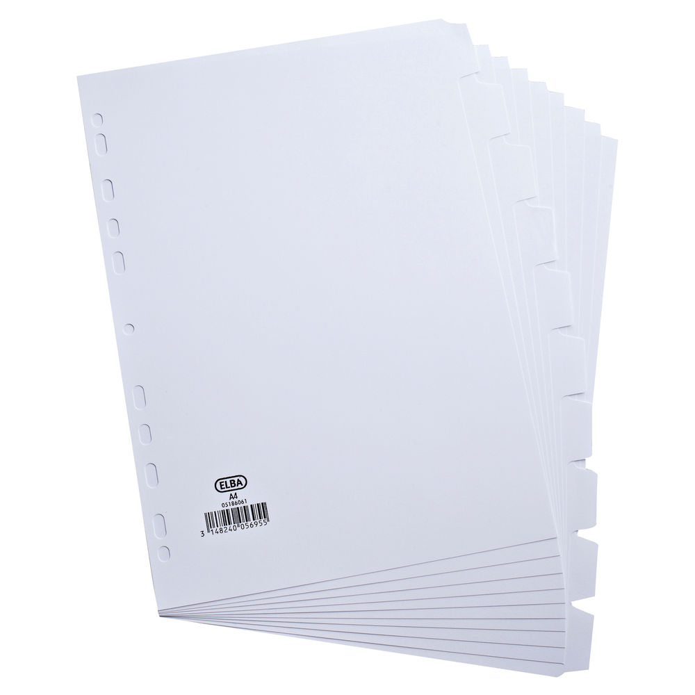 WX01526 White Box A4 Mylar Divider 10-Part Multi-Colour